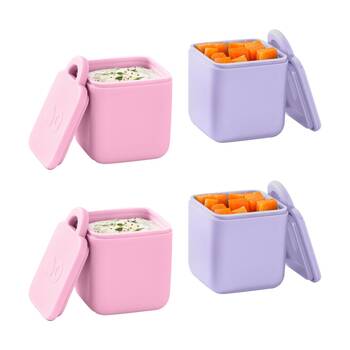 2x 2pc Omie OmieDip Silicone Leakproof Dip Containers Set Purple/Pink 220ml