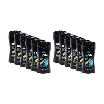 12PK Axe 3 In 1 Wash Body Face Hair Alaska Ocean Air Bergamot Fragrance 250mL