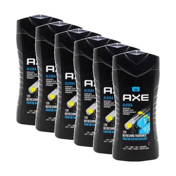 6PK Axe 3 In 1 Wash Body Face Hair Alaska Ocean Air Bergamot Fragrance 250mL