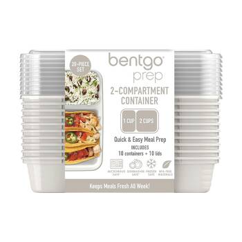 10pc Bentgo Prep 2 Compartment 3 Cup Capacity Container Pack Whisper Grey