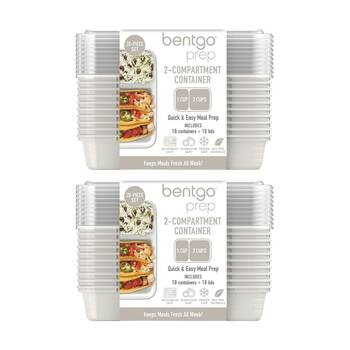 2x 10pc Bentgo Prep 2 Compartment 3 Cup Capacity Container Pack Whisper Grey