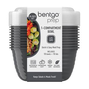 10pc Bentgo Prep 1 Compartment?6.75 Cup Capacity Bowl Pack Graphite