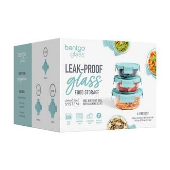 3pc Bentgo Round Leakproof Glass Food Container With Lids Set Soft Aqua