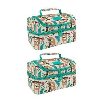 2PK Sachi Insulated Double Decker Lunch Bag Sleepy Sloths 25.5x17x14cm