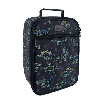 Sachi Junior Insulated School Food Lunch Bag Neon Dinosaurs 21x11x28cm