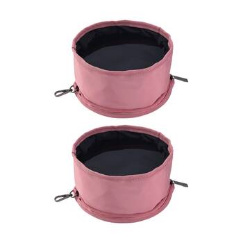 2PK Sachi PupBowl Portable Folding Dog Bowl Leak-Proof Compact Design Blush