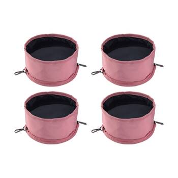 4PK Sachi PupBowl Portable Folding Dog Bowl Leak-Proof Compact Design Blush