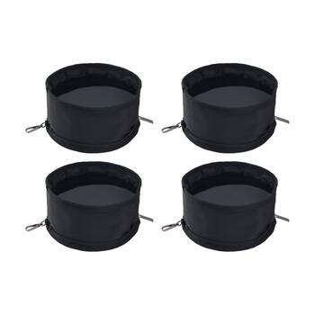 4PK Sachi PupBowl Portable Folding Dog Bowl Leak-Proof Compact Design Black