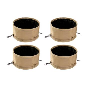 4PK Sachi PupBowl Portable Folding Dog Bowl Leak-Proof Compact Design Latte