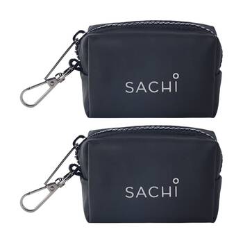 2PK Sachi PupPack Portable Waste Bag Holder Zip Closure Accessory Black