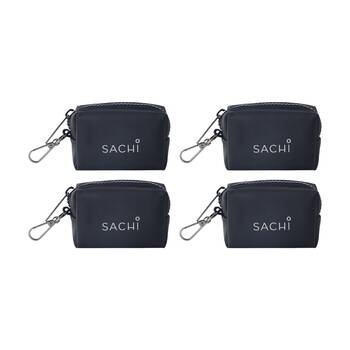 4PK Sachi PupPack Portable Waste Bag Holder Zip Closure Accessory Black