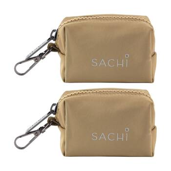 2PK Sachi PupPack Portable Waste Bag Holder Zip Closure Accessory Latte