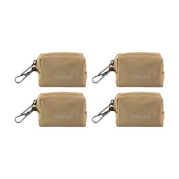 4PK Sachi PupPack Portable Waste Bag Holder Zip Closure Accessory Latte