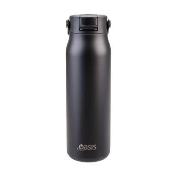 Oasis Ceramic Stainless Steel Double Wall Insulated Bottle Black 900ml