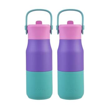 2PK Oasis Stainless Steel Insulated Drink Bottle W/ Sipper Mermaid Purple 400ml