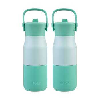 2PK Oasis Stainless Steel Insulated Drink Bottle W/ Sipper Mint 400ml