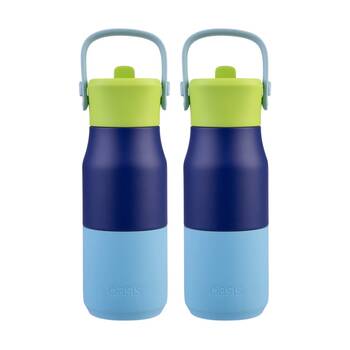 2PK Oasis Stainless Steel Insulated Drink Bottle W/ Sipper Peacock Blue 400ml