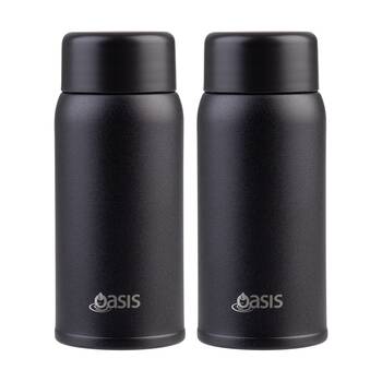 2PK Oasis Stainless Steel Double Wall Insulated Drink Bottle Black 150ml