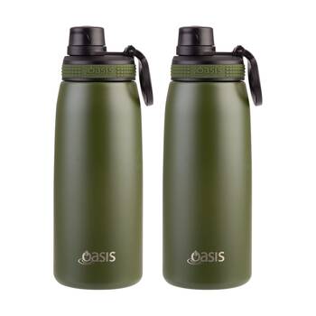 2PK Oasis Stainless Steel Double Wall Insulated Sports Bottle Forest Green 780ml