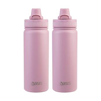 2PK Oasis Stainless Steel Double Wall Insulated Sports Bottle Blush 550ml