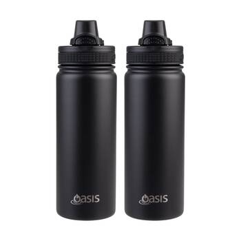 2PK Oasis Stainless Steel Double Wall Insulated Sports Bottle Black 550ml