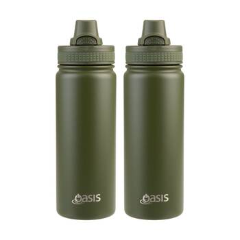 2PK Oasis Stainless Steel Double Wall Insulated Sports Bottle Forest Green 550ml