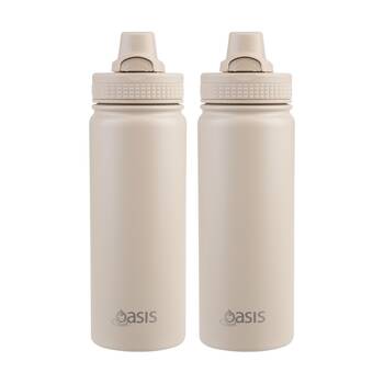 2PK Oasis Stainless Steel Double Wall Insulated Sports Bottle Oat 550ml