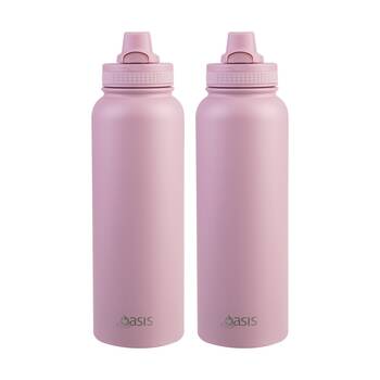 2PK Oasis Stainless Steel Double Wall Insulated Sports Bottle Blush 1.1L