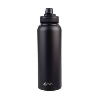Oasis Stainless Steel Double Wall Insulated Sports Bottle Black 1.1L
