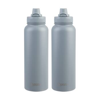 2PK Oasis Stainless Steel Double Wall Insulated Sports Bottle Hazy Blue 1.1L