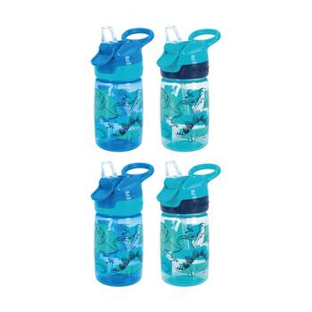 2x 2pc Nuby Incredible Gulp Kids Water Bottle Dinosaur Print 360ml Blue 18m+