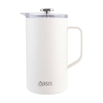 Oasis Stainless Steel Double Wall Insulated Coffee Press 8 Cup Alabaster 1L