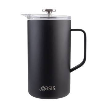 Oasis Stainless Steel Double Wall Insulated Coffee Press 8 Cup Black 1L