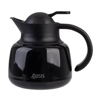 Oasis Stainless Steel Double Wall Insulated Tea Pot W/ Strainer Black 750ml