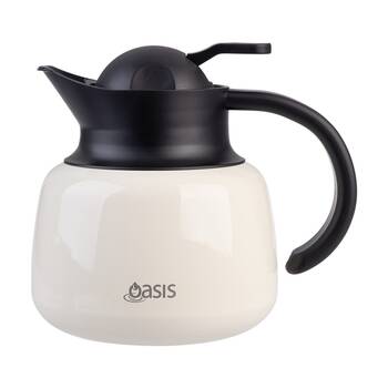 Oasis Stainless Steel Double Wall Insulated Tea Pot W/ Strainer Ivory 750ml