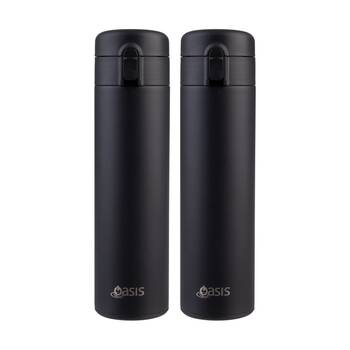 2PK Oasis Stainless Steel Double Wall Insulated Flip-Top Flask Black 480ml