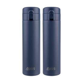 2PK Oasis Stainless Steel Double Wall Insulated Flip-Top Flask Indigo 480ml