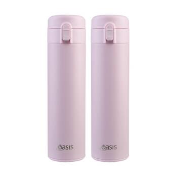 2PK Oasis Stainless Steel D/Wall Insulated Flip-Top Flask Pink Lemonade 480ml