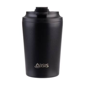 Oasis Ceramic Stainless Steel Coffee Cup D/Wall Insulated Black 235ml
