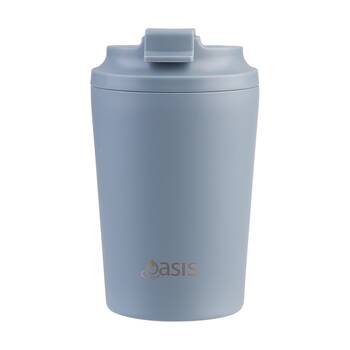 Oasis Ceramic Stainless Steel Coffee Cup D/Wall Insulated Hazy Blue 235ml