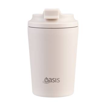 Oasis Ceramic Stainless Steel Coffee Cup D/Wall Insulated Oat 235ml