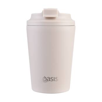 Oasis Ceramic Stainless Steel Coffee Cup Double Wall Insulated Oat 360ml