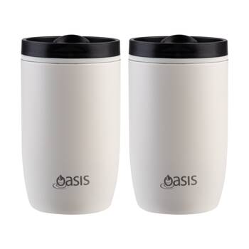 2PK Oasis Stainless Steel Double Wall Insulated Travel Cup 300ml Alabaster