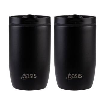 2PK Oasis Stainless Steel Double Wall Insulated Travel Cup 300ml Black