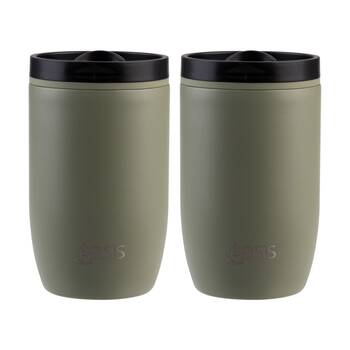 2PK Oasis Stainless Steel Double Wall Insulated Travel Cup 300ml Olive Green