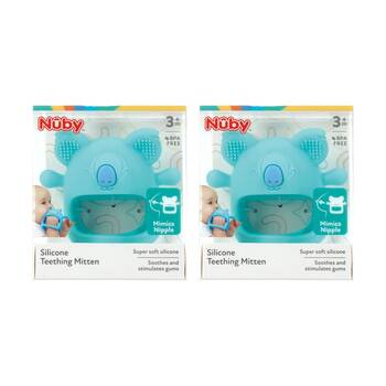 2x Nuby Mini Koala Silicone Teething Mitt Soft Textured Multicolour 3m+