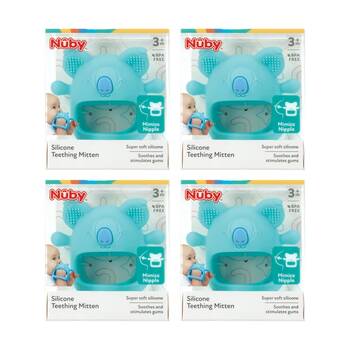 4x Nuby Mini Koala Silicone Teething Mitt Soft Textured Multicolour 3m+