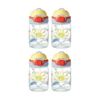 4x Nuby Super Straw Flip It Cup No-Spill Kids Water Bottle 360ml Yellow 12m+