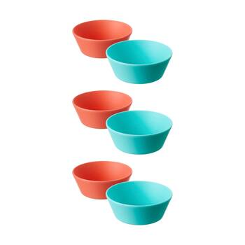 3x 2pc Nuby Brights Baby Bowls Durable Kids Plastic Dinnerware Orange/Teal
