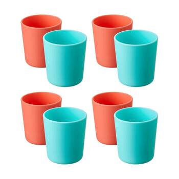4x 2pc Nuby Brights Tumblers Cup Durable Kids Plastic Dinnerware Orange/Teal